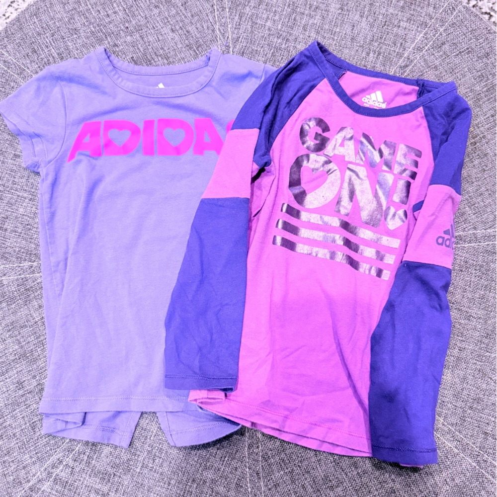 Set of 2 Adidas Kids' Tees in Purple and Pink